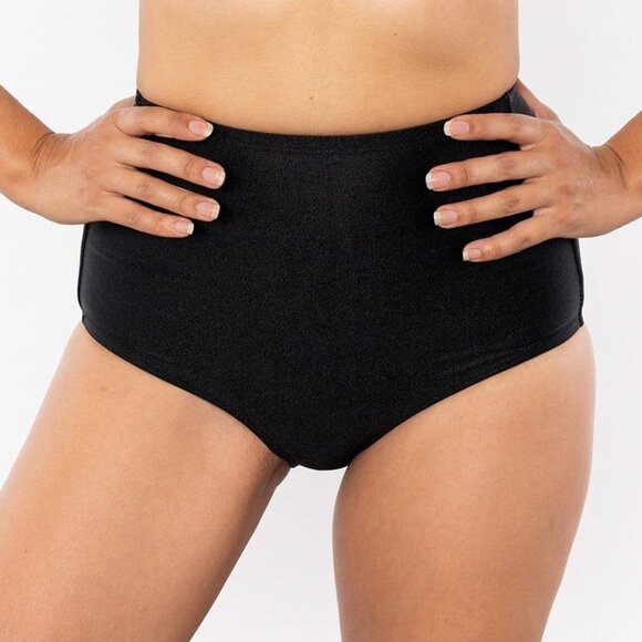 LOS ANGELES APPAREL BLACK HIGH WAIST SWIMSUIT BIKINI BOTTOMS MEDIUM - Picture 1 of 4